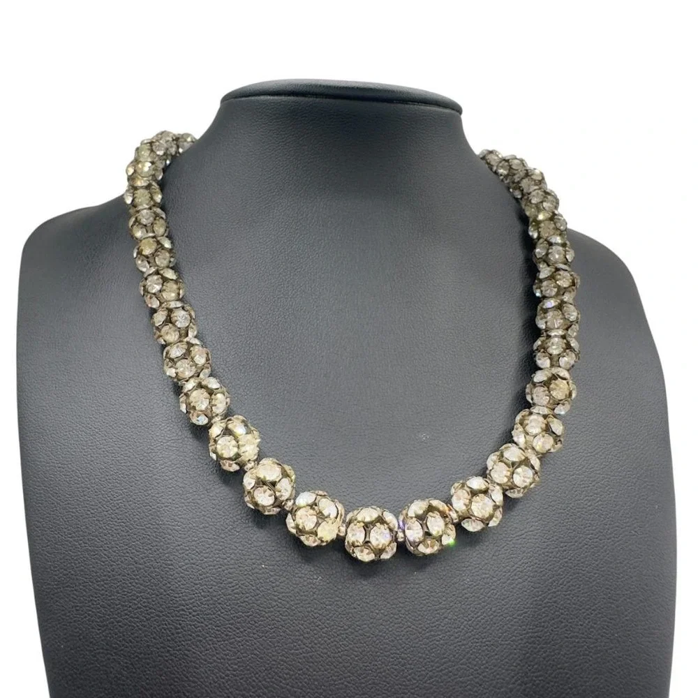 Vintage Rhinestone Necklace Disco Ball Style 16